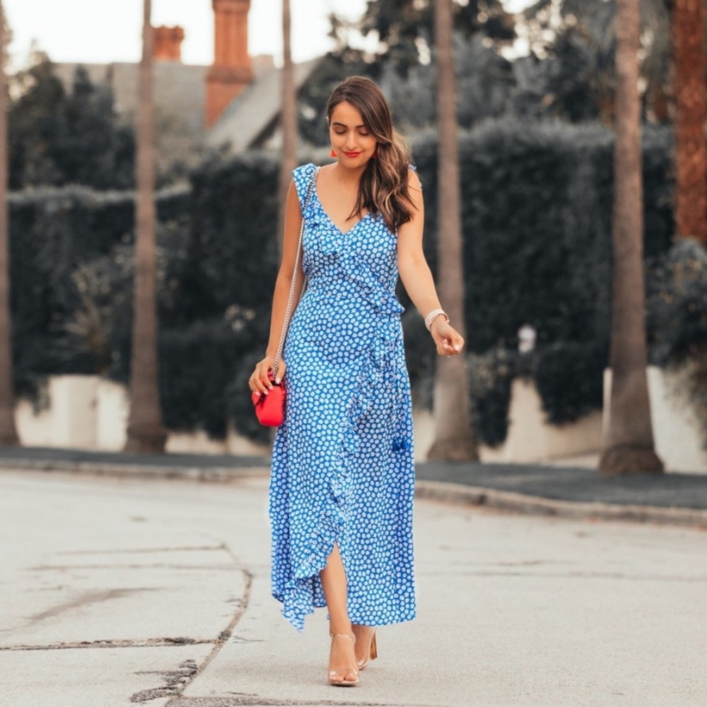 Madewell Daisy Blue Ruffle Maxi Dress, Size 00